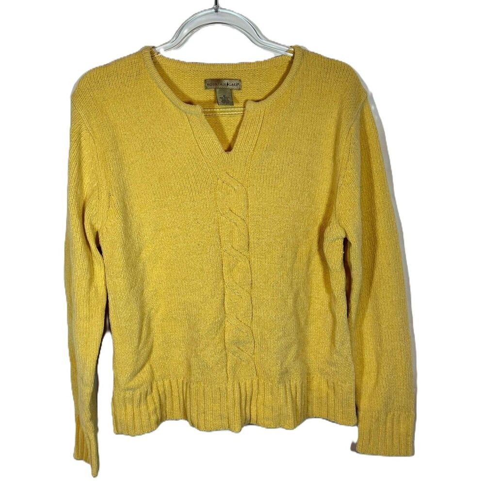 Mountain Lake Yellow Sweater Knitted Size Medium